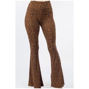 Bear Dance animal print bell bottom pull on pants